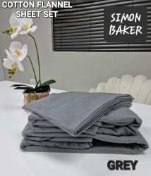 Simon Baker - Cotton Flannel Sheet Set - Grey - Queen Bed