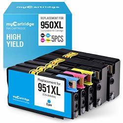 Mycartridge 5 Pack Compatible Hp 950 951 950XL 951XL Ink Cartridges 2 Black 1 Cyan 1 Magenta And 1 Yellow For Use In Officejet Pro 8100 8600 8610 8620 Series Printer