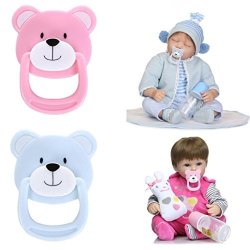 Gbell 2PC Dummy Nuk Soother Wubbanub Pacifier For Reborn Baby Dolls Baby Realike Doll Real Girl boy Baby Doll With Internal Magnetic Accessories Blue&pink