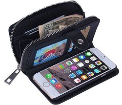 Huitao Pu Leather Card Slots Zipper Wallet Phone Case For Iphone 7 Iphone 7 Plus Iphone 6 Iphone 6S Iphone 6 Plus Iphone 6S Plus Blue Iphone 7
