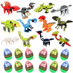 Proloso Easter Eggs Building Blocks Dinosaur Toys Bricks Jurassic World T-rex Models Pack Of 12