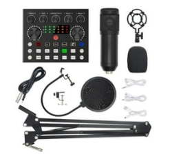 BM800 Microphone Kits With Live Sound Card Suspension Scissor Arm Shock Mount And -filter For Studio Recording