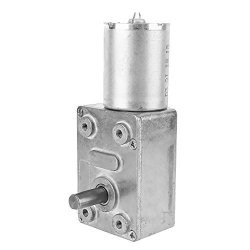Magideal 8 Types Dc 24V Shaft High Torque Turbine Electric Worm Gear Box Reduction Motor 6 10 18 23 30 40 90 150 Rpm - Silver Gray 18RPM