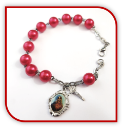 8MM Red Bracelet With Charm & Cross - More Blessings