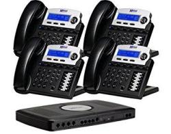 Small X16 Office Phone System With 4 Charcoal X16 Telephones - Auto Attendant Voicemail Caller Id Paging & Intercom