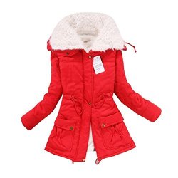 Aro Lora Women's Winter Warm Faux Lamb Wool Coat Parka Cotton Outwear Jacket Us Large Red