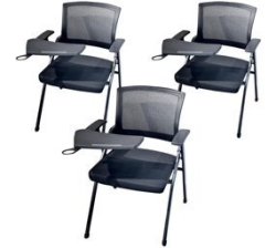 3 Pack Folding Office Chair With Writing Pad & Cup Holder