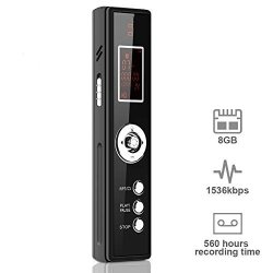 Digital Voice Recorder 8GB Portable Digital Voice Activated Recorder 1536KBP With 560 Hours Recordings Time For Lectures Meetings Interviews Recording