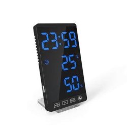 Smart Mirror LED Clock Decorative Phone Charger Alarm Clock 4-LEVEL Brightness Digital Clock With Weather Station Display USB Port - 2