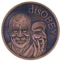 Jig Pro Shop Disobey Dalai Lama 2017 Silver Shield MINI Mintage 1 Oz .999 Pure Copper Round challenge Coin W black Patina