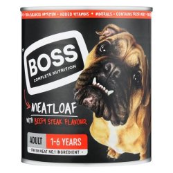 Bose Boss Meatloaf Beefy Steak Flavoured Adult Wet Dog Food 820G