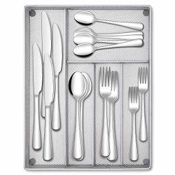 Stainless Steel Flatware Cutlery Set For Home Kitchen Restaurant Hotel Hiware 40-Piece Silverware Set with Organizer Tray for 8 Dishwasher Safe Mirror Polished 