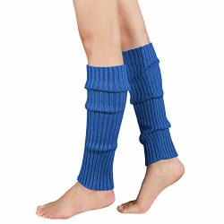 Zando Women Adult Junior Ribbed Knitted Leg Warmers For Party Sports 1 Pack Blue One Size