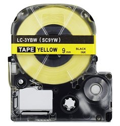 1PK Onirii Compatible Epson Labelworks LW-300 LW-400 LW-600P LW-700 LW-1000P LC-3YBW LK-3YBW Label Tape Refill Cartridge 9MMX26.2FT Black On Yellow