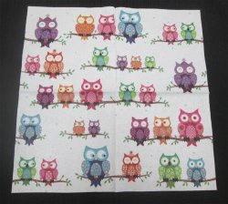 The Velvet Attic - Beautiful Imported Paper Napkin Serviette - Owls On Branches