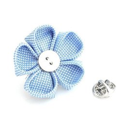 Smart Man Men's Lapel Flower Handmade Boutonniere Pin For Suit - Light Blue