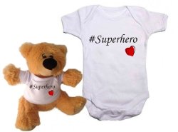 Superhero Baby Grow& Teddy Combo