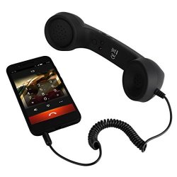 Phone Retro Handset Aurorax 3.5MM Cell Phone Receiver For Cellphone Iphone Life Assistant Black