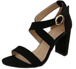 Top Moda Women's Crisscross Strappy Platform Heel Open Toe Sandal 7 B M Us Black