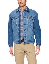 Wrangler Men's Western Style Denim Jacket Faded Blue XXL