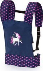 Deluxe Doll Carrier Unicorn Hearts Blue Pink