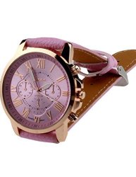 Womens Watches Cooki Clearance Quartz Female Watches On Lady Watches Comfortable Leather WATCH-H64 Pink