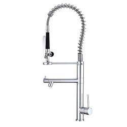 Beelee BL1781 Touch On Kitchen Sink Faucet Commercial Pull Down Pre-rinse Spring Spray Swivel Spout Mixer Tap High Arc Faucet Polish Chrome