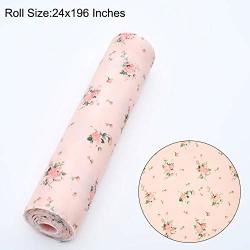 GLOW4U Washable Foam Non-adhesive Drawer Shelf Liner For Refrigerator Kitchen Cabinets Pantry Cupboard Dresser Drawer Closet Pink Floral 24X196 Inches