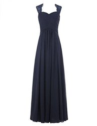 Long Xingmeng Bridesmaid Dresses Pleated Chiffon Prom Evening Gowns For Women Navy Blue Us 14
