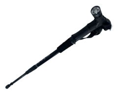 Hiking Stick Hook Handle With Flashlight And Compass - Black