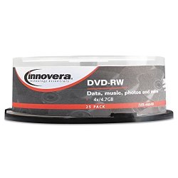 Innovera 46848 Dvd-rw Discs 4.7GB 4X Spindle Silver 25 PACK