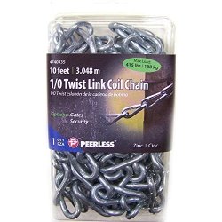 1 0 Twist Link Coil Metal Chain 10 Feet - Max Load 415 Lbs - For Gates Or Security Steel Chain Length Home & Business