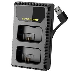 Nitecore USN1 Digital Dual Slot Travel Camera Charger For Sony NP-FW50 Batteries Compatible With A5000 A5100 A6000 A6300 A6500 A7 A7 II A7R. A7R2