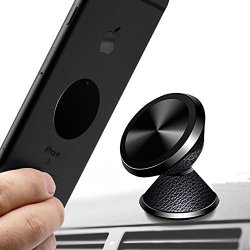 Kresdy Magnetic Phone Car Mount 360 Rotation Magnetic Dashboard Cell Phone Holder For Iphone 8 PLUS X 7 7P 6S Galaxy S6 S7 S8 S9 Google LG Huawei Smartphone Gps Leather Black