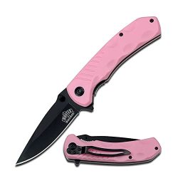 Master Usa Spring Assisted Folding Knife Black Stainless Steel Blade Pink Nylon Fiber Handle With Pocket Clip Tactical Edc Self Defense- MU-A002PK