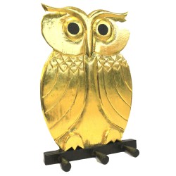 Wooden Coat Hanger - Owl Gold