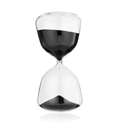 Swisselite Biloba Sand Timer Hourglass - Inspired Glass For Home Desk Office Decor 8.3 Inch 60 Minutes + - 360 Seconds Black