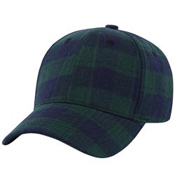 GENERAL3 Men Women Baseball Plaid Cap Snapback Hat Hip-hop Adjustable Green