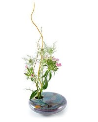 Georgetown Pottery Small Round Ikebana Flower Vase Dark Purple Zen