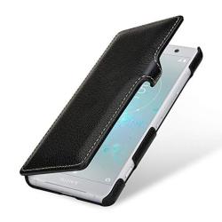 Stilgut Sony Xperia XZ2 Compact Case. Leather Book Type Flip Cover For Xperia XZ2 Compact Folio Case With Closure Black