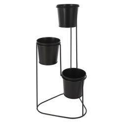 Flower Rack Stand With 3 Pots - Metal - 46.5CM