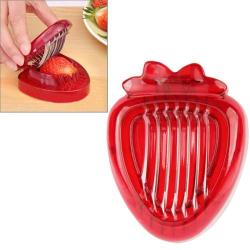 Kitchen Tool Plastic Strawberry Slicer Fruit Knife With Stainless Steel Blade Red