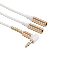 Mchoice 3.5MM Audio Aux Cable Male To 2X Female Stereo Extension Headphone Splitter Cord White