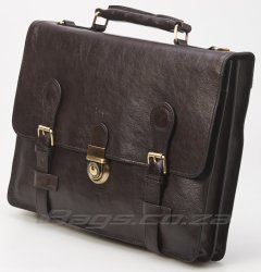 SLIMLINE Largess Leather Briefcase Brown