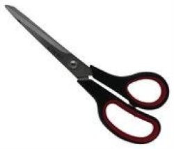 Large Scissors 200MM Black And Red- Stainless Steel Blades Ergonomic Design Left And Right Handed Ideal For Use At Home School And Office