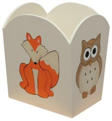 Wooden Woodland Owl And Fox Dustbin