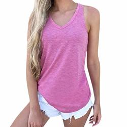 KASIDN Tanks Kasidn Women Tank Tops V Neck Solid Color Sleeveless Yoga Workout Running Vest Casual Tops Activewear Blouse Pink