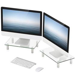 FITUEYES Clear Computer Monitor Riser Dual Desktop Stand For Xbox One component flat Screen Tv -2 Pack DT103803GC