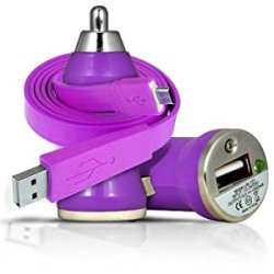 Onx3 Purple Sony Xperia Sp Super Fast Flat Micro Usb 1 Metre Data Sync Charge Cable & 12v In Car Usb