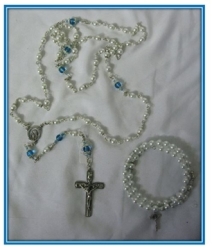 The White And Blue Rosary Set